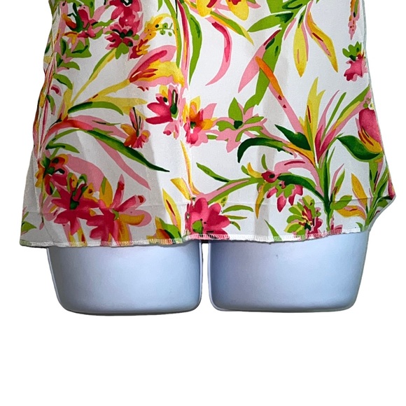 J.Crew Blouse Short Sleeves Top White Multi Floral Keyhole - Picture 9 of 10